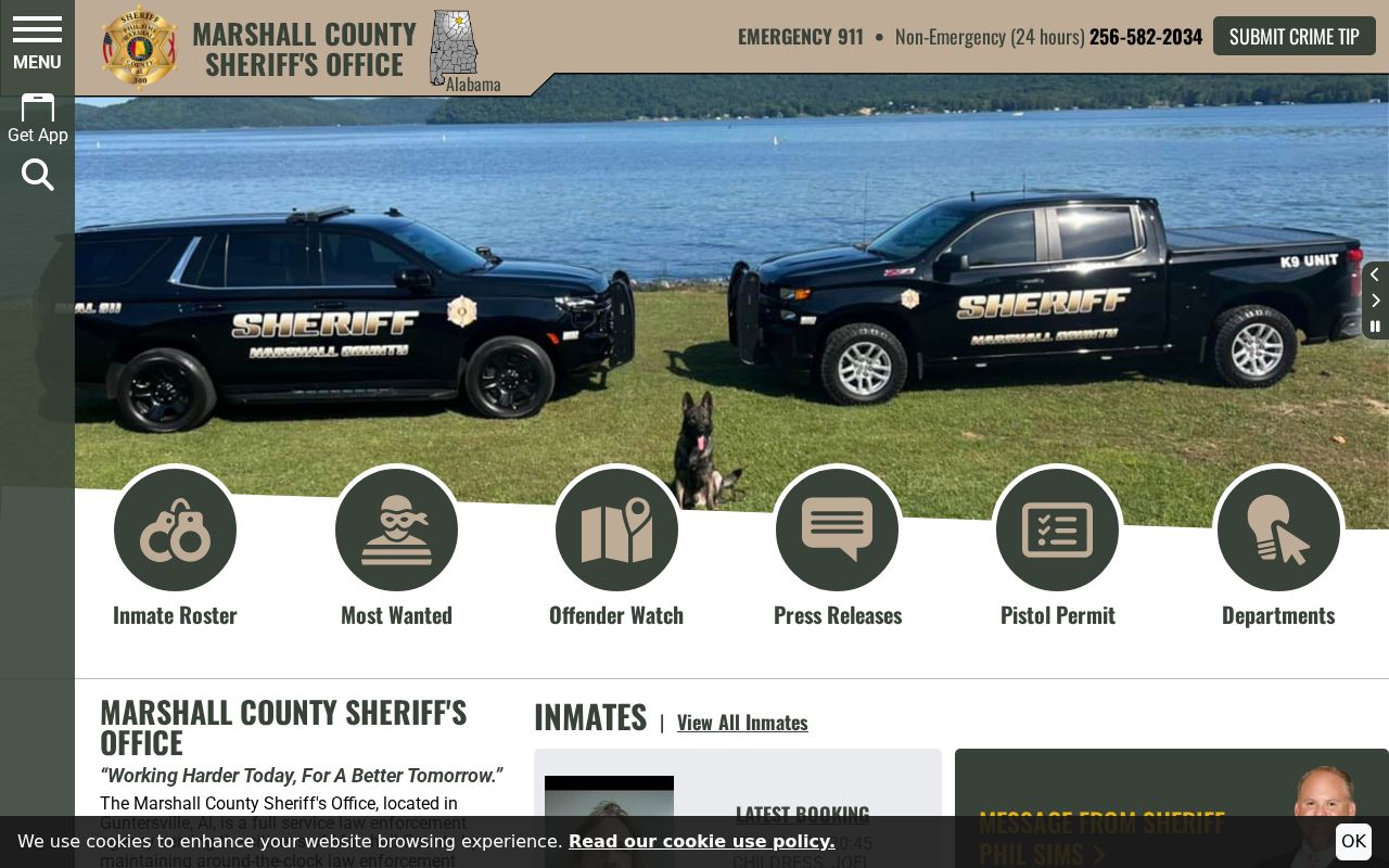 Marshall County arrest search on the official sheriff website
