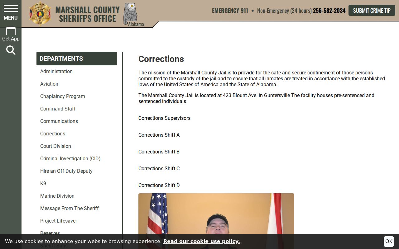 Marshall County arrest and booking records jail corrections page