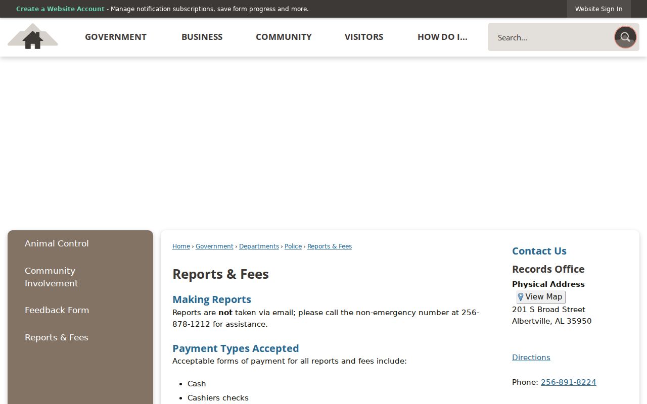 Albertville criminal records police reports and fee information