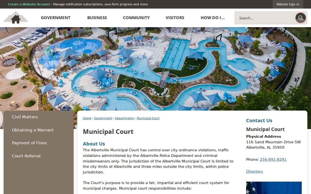 Albertville criminal records Municipal Court official information