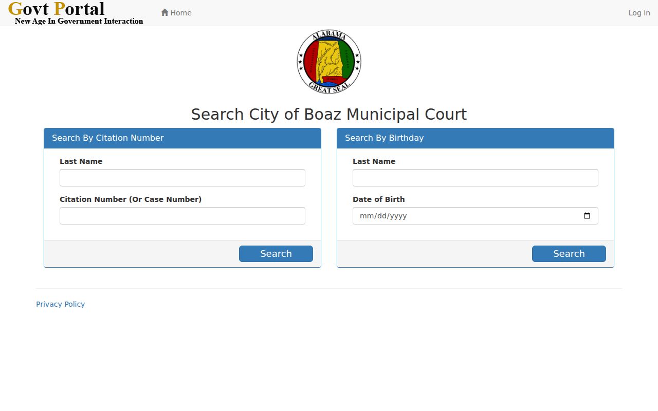 Boaz criminal citation and case number search