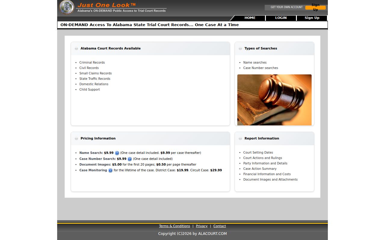 Marshall County court case lookup through Alacourt Just One Look