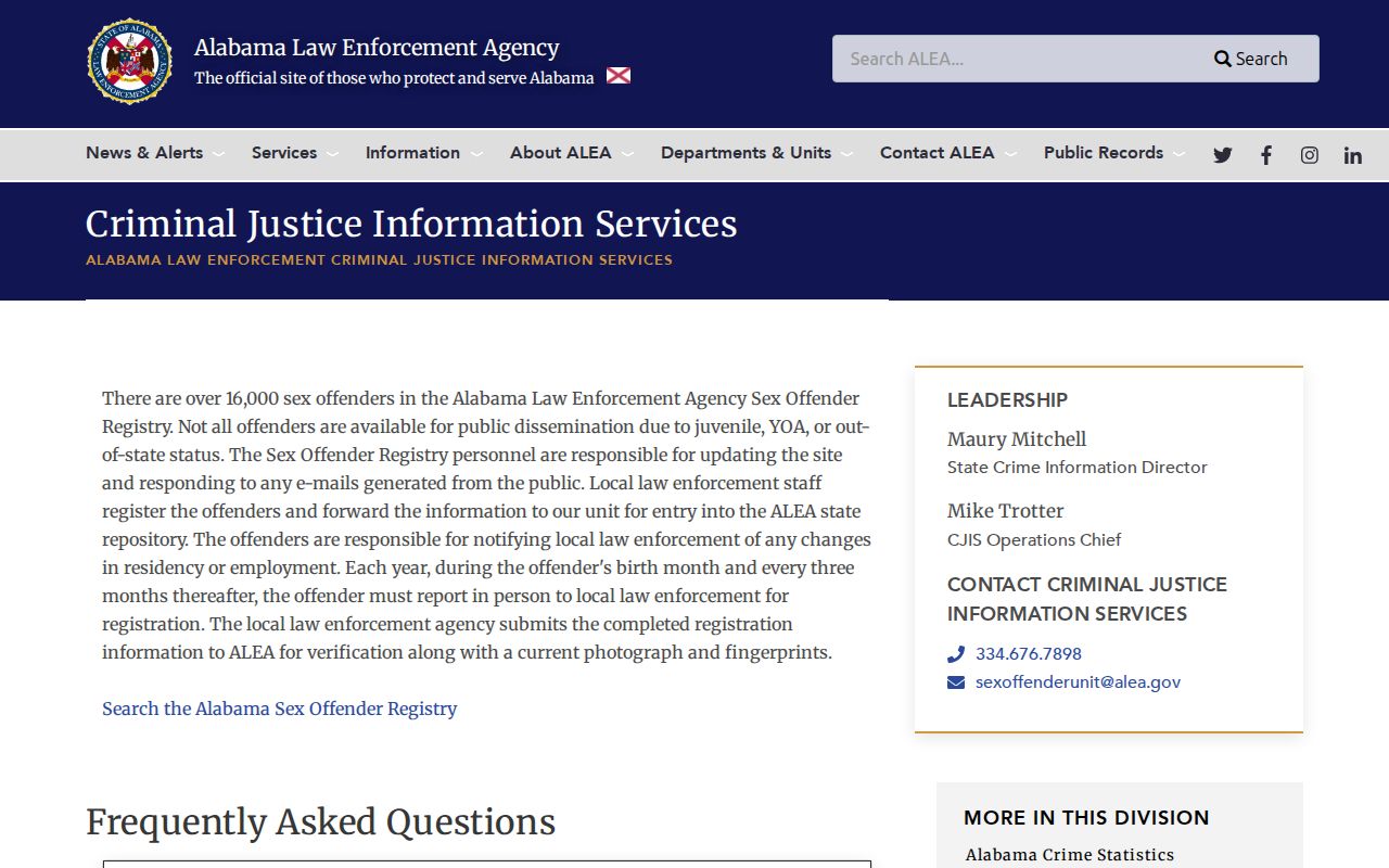 Marshall County sex offender lookup ALEA registry explanation